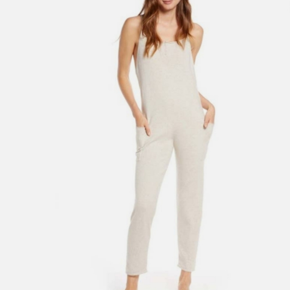 Something Navy Cotton‎ Jumpsuit Oatmeal - Picture 15 of 16